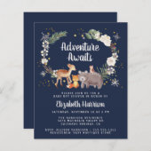 Woodland Animals Winter Baby shower Invitation (Voorkant / Achterkant)