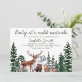 Woodland Animal's Winter Baby shower Kaart (Staand voorkant)