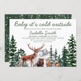 Woodland Animal's Winter Baby shower Kaart