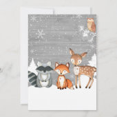 Woodland Animals Winter Baby shower Kaart (Achterkant)