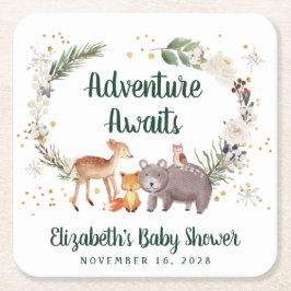 Woodland Animals Winter Baby shower Kartonnen Onderzetters