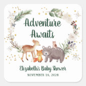 Woodland Animals Winter Baby shower Vierkante Sticker (Voorkant)