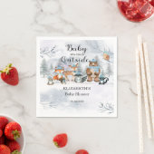Woodland Animals Winter Blue Boy Baby shower Servet (Insitu)
