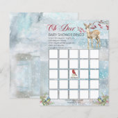 Woodland Animals Winter Boy Baby shower Bingo Card (Voorkant / Achterkant)