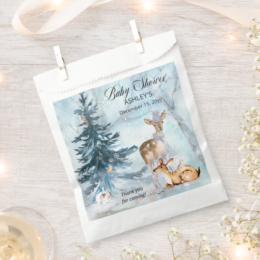 Woodland Animals Winter Boy Baby shower Dank u Bedankzakje (Geknipt)