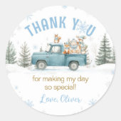 Woodland Animals Winter Forest Birthday Ronde Sticker (Voorkant)