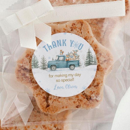 Woodland Animals Winter Forest Birthday Ronde Sticker