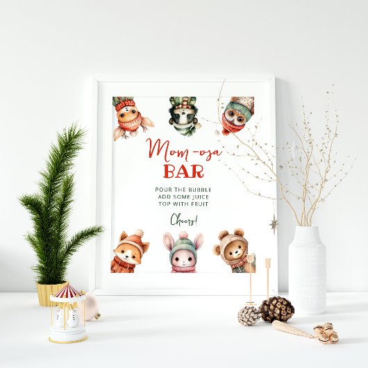 Woodland Animals Winter Mom-osa Bar Poster