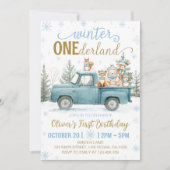 Woodland Animals Winter Onederland 1st Birthday In Kaart (Voorkant)