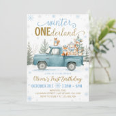 Woodland Animals Winter Onederland 1st Birthday In Kaart (Staand voorkant)