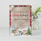 Woodland Animals Winter ONEderland 1st Birthday Kaart (Staand voorkant)
