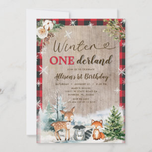 Woodland Animals Winter ONEderland 1st Birthday Kaart