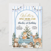Woodland Animals Winter Onederland First Birthday Kaart (Voorkant)