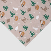 Woodland Animals Winter Pattern Pine Trees Snow Tissuepapier (Detail)