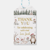 Woodland Animals Winter Verjaardag Bedankt Cadeaulabel (Voorkant)