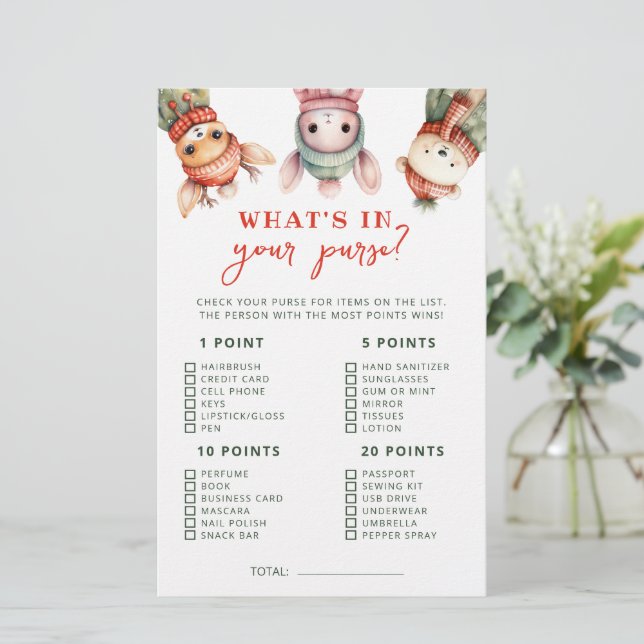 Woodland Animals Winter Wat zit er in je tas spel (Staand voorkant)