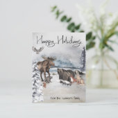 Woodland Animals Winter Waterverf Vakantie Briefkaart (Staand voorkant)