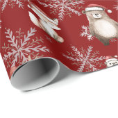Woodland Animals Winter Wonderland Decoupage Rood Cadeaupapier (Rol Hoek)