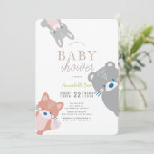 Woodland Animals Wit Genderneutraal Baby shower Kaart (Staand voorkant)