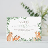 Woodland Animals Witte Luier Raffle Ticket Kaart (Staand voorkant)