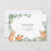 Woodland Animals Witte Luier Raffle Ticket Kaart (Achterkant)