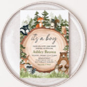 Woodland Animals Wood Slice Baby shower Kaart