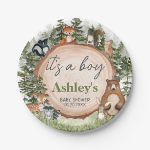 Woodland Animals Wood Slice Baby shower Papieren Bordje