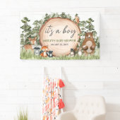 Woodland Animals Wood Slice Baby shower Spandoek (Insitu)