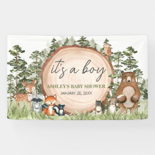 Woodland Animals Wood Slice Baby shower Spandoek