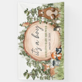 Woodland Animals Wood Slice Baby shower Spandoek (Verticaal)