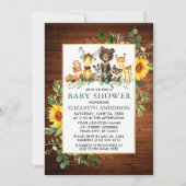 Woodland Animals Wood Sunflower Baby shower Kaart (Voorkant)