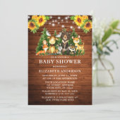 Woodland Animals Wood Sunflower Shower Kaart (Staand voorkant)