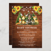 Woodland Animals Wood Sunflower Shower Kaart (Voorkant / Achterkant)