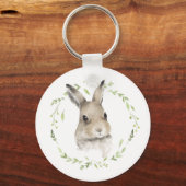 Woodland Animals Wreath Bunny Rabbit Waterverf Sleutelhanger (Voorkant)