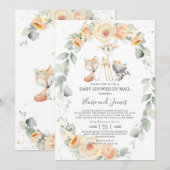 Woodland Animals Yellow Florence Baby shower by Ma Kaart (Voorkant / Achterkant)