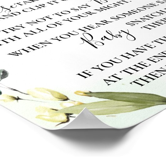 Woodland Animals zeggen niet dat Baby shower Game Poster (Hoek)