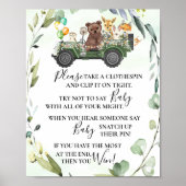 Woodland Animals zeggen niet dat Baby shower Game Poster (Voorkant)