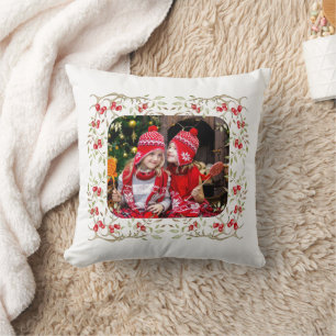 Woodland Antler en Winter Berry Family Foto Kussen