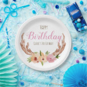 Woodland antler floral kind verjaardagspapier bord (Feest)