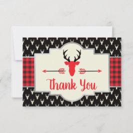 Woodland Antlers bedankkaart, Buffalo Plaid Bedankkaart