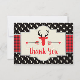 Woodland Antlers bedankkaart, Buffalo Plaid Bedankkaart