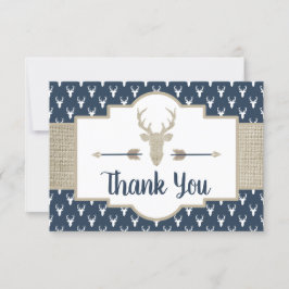 Woodland Antlers Bedankt Card, Burlap