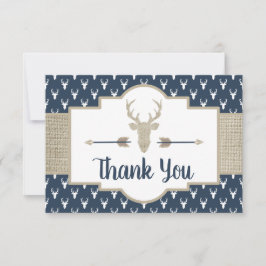 Woodland Antlers Bedankt Card, Burlap