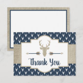 Woodland Antlers Bedankt Card, Burlap (Voorkant / Achterkant)