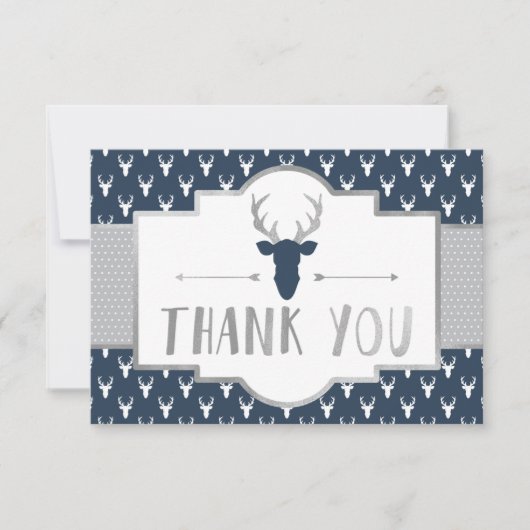Woodland Antlers Bedankt Card, Faux Folie (Voorkant)