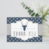 Woodland Antlers Bedankt Card, Faux Folie (Staand voorkant)