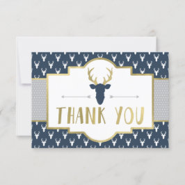 Woodland Antlers Bedankt Card, Faux Folie