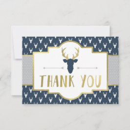 Woodland Antlers Bedankt Card, Faux Folie