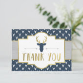 Woodland Antlers Bedankt Card, Faux Folie (Staand voorkant)