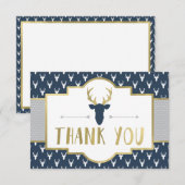 Woodland Antlers Bedankt Card, Faux Folie (Voorkant / Achterkant)